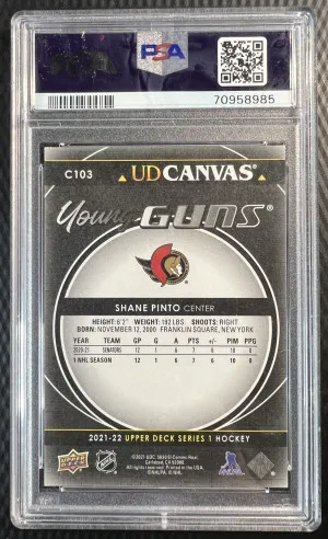 PSA 2021 Upper Deck Series 1 UD Canvas Young Guns Black Shane Pinto #C103 back