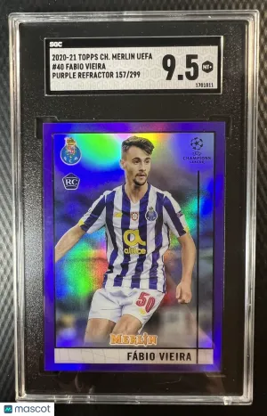 2020 Merlin Collection Chrome UCL Purple Refractor /299 Fabio Vieira Rookie RC front