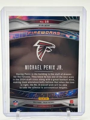 2024 Prizm Michael Penix Fireworks Green back