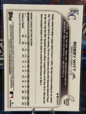 2021 Topps Chrome Bobby Witt Jr. Purple Rookie back