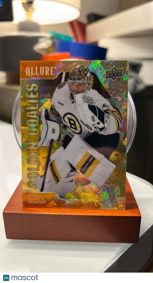 2023-24 Upper Deck Allure Jeremy Swayman #GG-12 Orange Golden Goalies /399 front