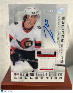 2022-23 Upper Deck Premier Jake Sanderson #SRA-SA Super Rookies /99 Patch front