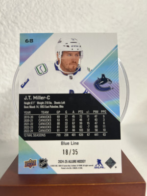 2024-25 Upper Deck Allure J.T. Miller #68 Blue Line 18/35 back