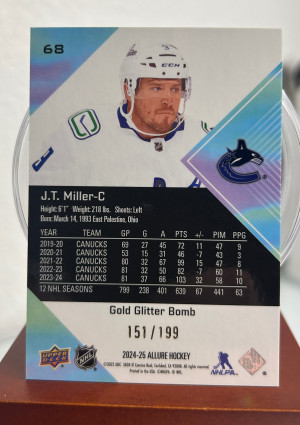 2024-25 Upper Deck Allure J.T. Miller Gold Glitter Bomb 151/199 back
