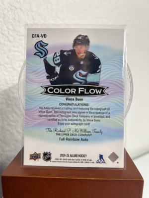 2024-25 Upper Deck Allure Vince Dunn #CFA-VD Full Rainbow Auto back