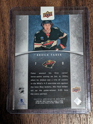 2023-24 UD Artifacts Rookie Retro Brock Faber /999 #14 Minnesota Wild back
