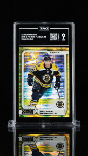 Patrice Bergeron 2018 O-Pee-Chee Platinum  #2 Seismic Gold front