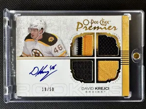 David Krejci OPC Premier Rookie Quad Patch Auto /50 front