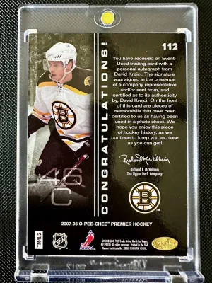 David Krejci OPC Premier Rookie Quad Patch Auto /50 back