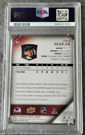 2020 Upper Deck 2005-06 Young Guns Tribute Achievement Cale Makar A-1 back