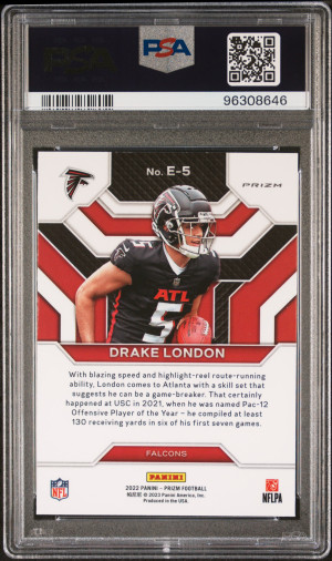 2022 Panini Prizm Emergent Drake London Emergent-No Huddle back