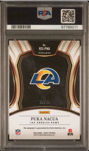 2023 Select Football Puka Nacua Maroon Rookie Auto /75 PSA 9 Auto 10 back