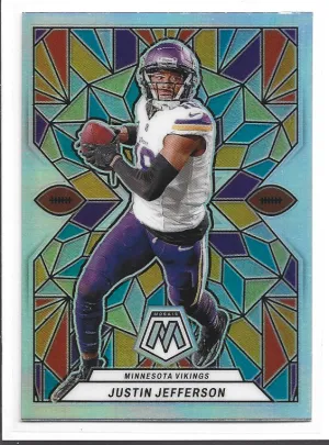 2024 Panini Mosaic Justin Jefferson Stained Glass Case Hit front