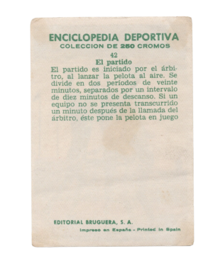 1963 Editorial Bruguera Enciclopedia Deportiva #42 El Partido (Spanish Basketball Card) back