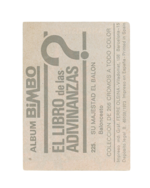 1973-74 Bimbo El Libro de las Adivinanzas #225 Baloncesto (Spanish Basketball Card) back