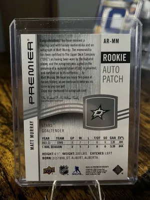 2023-24 UD Premier Rookie Patch Auto Matt Murray /249 back