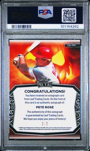 2024 Leaf Metal Halloween Exclusive Autograph Pete Rose Ha-Prismatic Jack-O-Lantern back