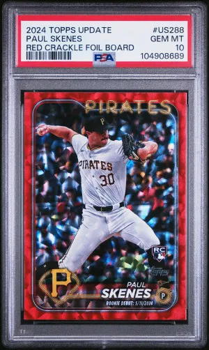 2024 Topps Update Paul Skenes Red Crackle Foil Board PSA 10 front