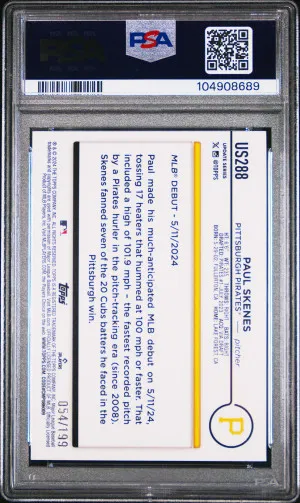 2024 Topps Update Paul Skenes Red Crackle Foil Board PSA 10 back