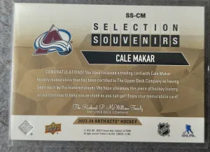 Cale Makar Selection Souvenirs SS-CM back