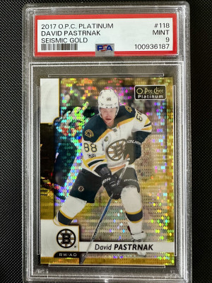 David Pastrnak Seismic Gold 2018 PSA 9 back