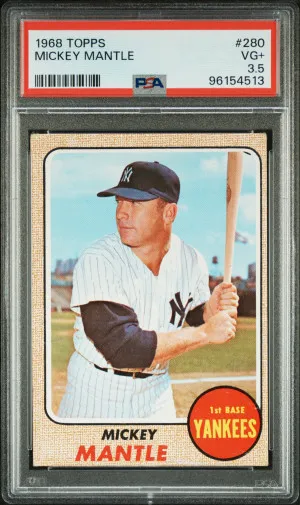 1968 Topps Mickey Mantle PSA 3.5 VG+ front