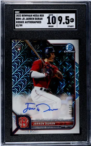 2022 Bowman Mega Box Jarren Duran Auto /99 Rookie Card front