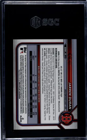2022 Bowman Mega Box Jarren Duran Auto /99 Rookie Card back