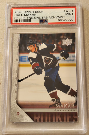 2020 Upper Deck 2005-06 Young Guns Tribute Achievement Cale Makar 05-06 Yng.gns.trb.achvmnt. front