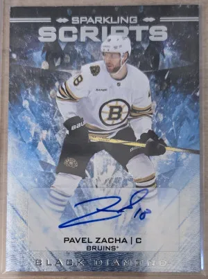 2024-25 Black Diamond Sparkling Scripts SS-PZ Pavel Zacha Autograph Bruins front
