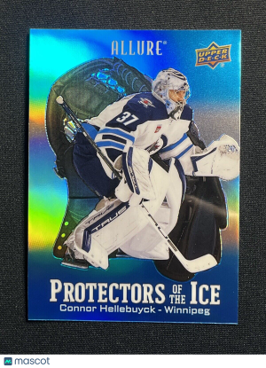 Connor Hellebuyck Blue Protectors Of The Ice Allure 2024-25 Hockey Card PI-12 front