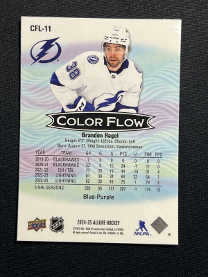 Brandon Hagel Color Flow Blue Purple Allure 2024-25 Hockey Card CFL-11 back