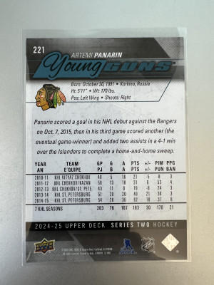 2025 Upper Deck Series Two Artemi Panarin #221 back
