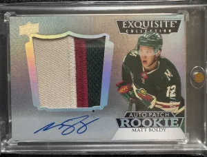 2022-23 The Cup Exquisite Collection Matt Boldy RC Auto Patch Three color /25 front
