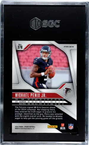 2024 Panini Prizm Michael Penix JR. #378 Lazer Rookie Atlanta Falcons SGC 10 back
