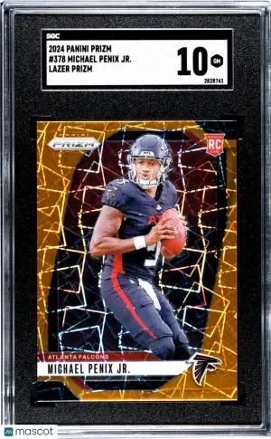2024 Panini Prizm Michael Penix JR. #378 Lazer Rookie Atlanta Falcons SGC 10 front