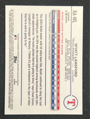 2024 Topps Chrome Wyatt Langford Base Auto back