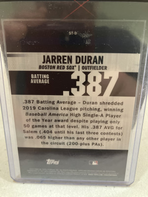 2020 Bowman Chrome Atomic Refractor Stat Tracker Jarren Duran 4/150 back