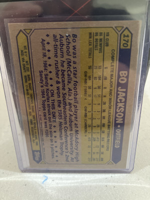 1987 Topps Bo Jackson back