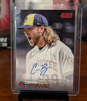 2023 Stadium Chrome Corbin Burnes Red Foil Auto /50 front