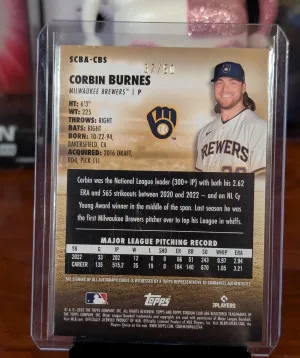 2023 Stadium Chrome Corbin Burnes Red Foil Auto /50 back