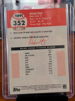 2022 Topps Chrome Platinum Nolan Ryan /250 back