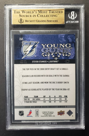 STEVEN STAMKOS 2008-09 Young Guns RC Rookie BGS 9.5 back