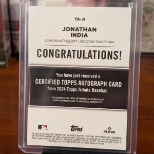 2024 Topps Tribute Johnathan India Auto /99 back