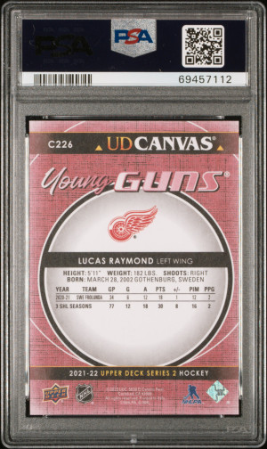 LUCAS RAYMOND 2021-22 Young Guns Canvas RC Rookie PSA 10 GEM MINT back
