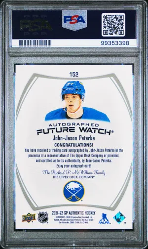 2021 Sp Authentic John-Jason Peterka Autograph 213/999 PSA 9 back