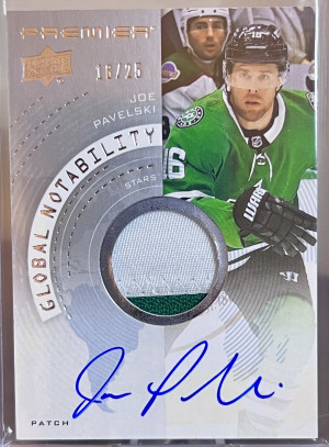 23-24 Premier Joe Pavelski Global Notability Patch Auto /25 front
