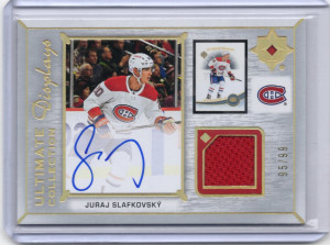 2022-23 Upper Deck Ultimate Collections Juraj Slafkovsky Game Used Jersey Auto /99 front