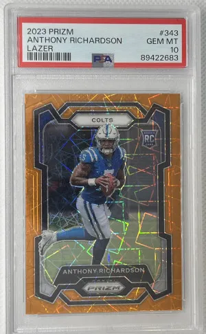 2023 Prizm Anthony Richardson RC orange lazer  PSA 10 front