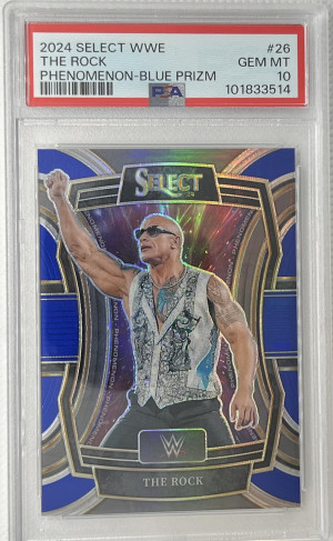 2024 Select WWE The Rock blue 9/49 PSA 10 front